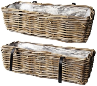 Van der Leeden Blumenkasten Braun (1 St), Pflanzkasten, Rattan, Pflanzkorb, Handmade, Blumenkübel