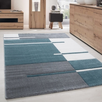 Carpettex Frisé-Teppich Kariert Design, Läufer, Höhe: 13 mm, Designer Wohnzimmer Teppich Kurzflor handgearbeiteter Konturenschnitt