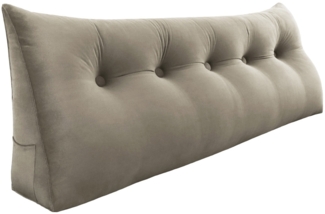 VERCART Großes Keil Lesekissen, Langes Bettruhe Rückenkissen, Dekoratives Kopfteilkissen, Dreieckiges Positionierungs Körperkissen für Tagesbett oder Couch, Samt Bräunen, 160cm