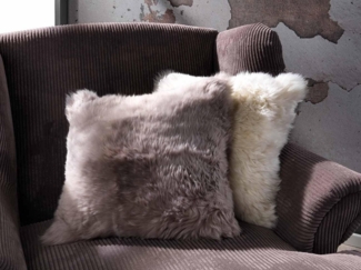 Home4You Kissenhülle, 50x50 cm, Grau, echtes Schaffell, Polyester, (4 Stück), mit Reißverschluss