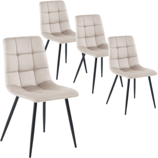 DUMOS Esszimmerstühle 4er Set, für Wohnzimmer Küche Esszimmer, Küchenstühle Gepolstert mit Rückenlehne, Sitzfläche aus Samt, Polsterstuhl mit Metallbeinen, bis 150 kg Belastbar, Hellgrau