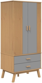 vidaXL Kleiderschrank OLDEN Grau Braun 76,5x53x172cm Massivholz Kiefer 358595