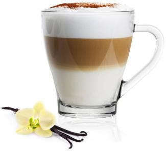 6 Cappuccino-Gläser 250ml mit Henkel und 6 Edelstahl-Löffeln, Kaffee-/ Teegläser