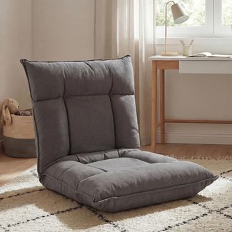 Bodensessel HWC-N44, Relaxsessel Bodenkissen Bodensofa Klappsessel 6 Relaxpositionen, stabiles Gestell Samt ~ dunkelgrau