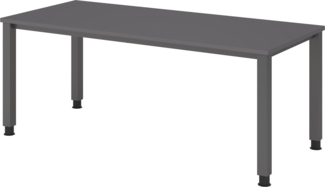 bümö manuell höhenverstellbarer Schreibtisch 180x80 cm in Graphit, Metall-Gestell: Graphit - PC Tisch höhenverstellbar & belastbar bis 140 kg, Büro- und Computertisch groß, QS-19-G-G