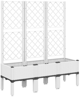 vidaXL Pflanzkübel mit Rankgitter Weiß 120x40x142 cm PP 367929
