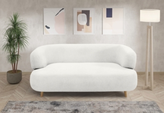 DOMO. collection Sofa 800014, 2-Sitzer Garnitur, runde Ecken, gepolsterte Rückenlehne, Holzfüße Eiche natur, 2er Couch, Polstergarnitur, 160 x 86 x 73 (BxTxH), weiß