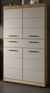 Badezimmer Midischrank Shawn in sand und Eiche 74 x 141 cm