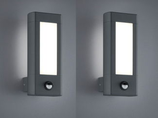 2er SET LED Außenwandlampen Anthrazit mit Bewegungsmelder, Höhe 28cm