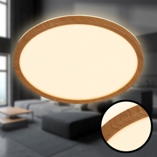 BRILONER - LED Deckenlampe mit indirektem Licht, flach, warmweißes Licht, Lampe, Deckenleuchte, Wohnzimmerlampe, LED Panel, Küchenlampe, Schlafzimmerlampe, 29x3 cm, Holzrahmen