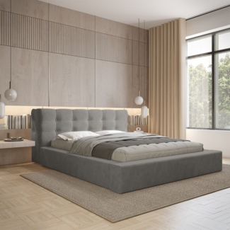 Polsterbett Doppelbett ANTONIO Komplettset 160x200cm in Stoff Ditra Grau