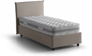 Dmora Arminius-Einzelbett, Bettkasten mit Stoffbezug, 100 % Made in Italy, Öffnung vorne, inklusive Matratze 90 x 190 cm, Taupe
