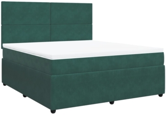 vidaXL Boxspringbett mit Matratze Dunkelgrün 180x200 cm Samt 3292403