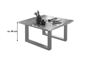 Couchtisch »NOAH« Baumkante Massivholz 90x90 cm Akazie Natur silber 524142