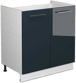 Spülenunterschrank Fame-Line Dunkelblau Hochglanz 80 cm ohne Arbeitsplatte Vicco