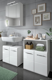 Badmöbel Set Cover in weiß Hochglanz 3-teilig 135 cm