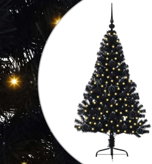 vidaXL Künstlicher vorbeleuchteter Weihnachtsbaum Schwarz 120 cm PVC 3397116