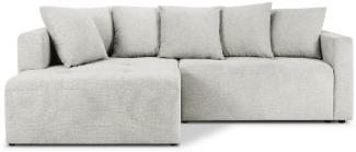 Micadoni Ecksofa mit Bettfunktion und Box Elie 4-Sitzer Links Strukturierter Stoff Silber