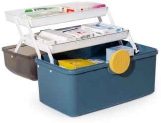 Zedelmaier Aufbewahrungsbox Medikamenten Aufbewahrung Medizinbox Apothekenbox HausapothekeBox Groß (YX1004), Tragbar, Kindersicherung, 3 Treppenabteile