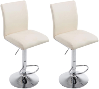 2er Set Barhocker BIRID - Kunstleder Creme 38.5 x 47 x 94.5 cm | Barstuhl Höhenverstellbar Mit Lehne Drehbar Tresenhocker Tresenstuhl Kneipenhocker