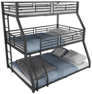 OKWISH Etagenbett Metallbettgestell,Jugendbett Dreifach-Etagenbett (Dreifach-Etagenbett Stahlrahmen, platzsparendes Design mit Leitern, Dreifach-Etagenbett 90x200 cm), ohne Matratze