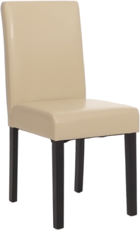 Esszimmerstuhl Littau, Küchenstuhl Stuhl, Leder ~ creme, dunkle Beine