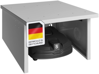 STEELSØN 'Drakon' Mähroboter Garage, Metall, silber, wetterfest, 53/42x77x90 cm, Mähroboterhaus mit aufklappbarem Pultdach