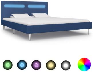 vidaXL Bettgestell mit LED Blau Stoff 180x200 cm, Mit Beleuchtung [280975]