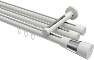 Innenlauf-Gardinenstangen-Set Siteno Tanara 300 cm (geteilt in 3x100 cm), 3-läufig, 20 mm Ø Weiß