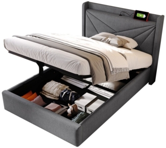 TavilaEcon Boxspringbett Einzelbett mit Stauraum und USB Typ C Ladefunktion