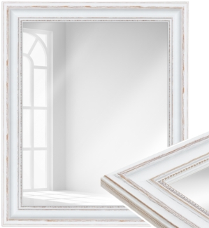 WANDStyle Wandspiegel H550 aus Massivholz in Weiß 40 x 100 cm im Stil Antik