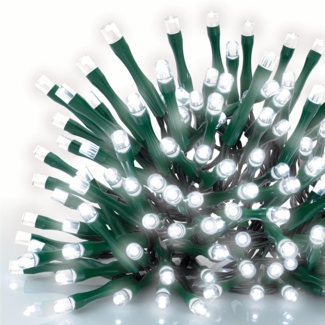 EMOS LED-Lichterkette kaltweiß für Innen und Außen, 18m lange IP44 Weihnachtslichterkette mit 180 LEDs + 5m Zuleitung und Netzteil, 8 Modi und 6h Timer Funktion, für Party, Weihnachten, Deko