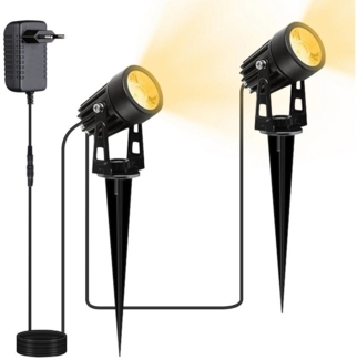 MUPOO Strahler LED Gartenstrahler,IP65 LED Gartenlampe (2-St), Plug & Shine,LED fest integriert,Außenleuchte