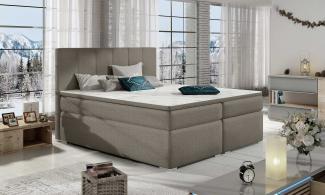Stylefy Jupiter Boxspringbett Dunkelbeige Strukturstoff INARI 140x200 cm