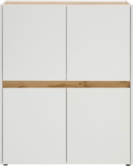 Highboard Cintia / City , Holzwerkstoff , Weiß, Holzfarben , 120 x 100 x 40 cm
