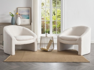 Vente-unique - Sessel - Bouclé-Stoff - Weiß - OSSANA