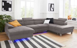 COTTA Wohnlandschaft Komaris U-Form, B: 320 cm, mit Kopfteilverstellung, optional Bettfunktion, Bettkasten & Licht