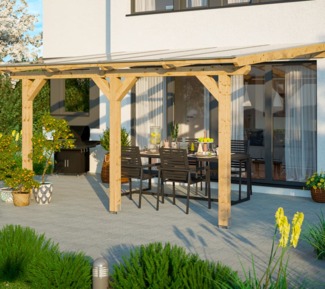 Skan Holz Holz Terrassenüberdachung Andria | Natur | 300x434x264 cm