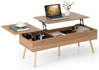 COSTWAY Couchtisch, höhenverstellbar, mit Stauraum, 5 Beinen, Holz, 120 x 49 x 42 cm