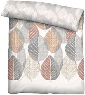 biberna 0004168 Feinbiber-Bettwäsche BLÄTTER GROß, natur, 1x 155x220 cm + 1x 80x80 cm