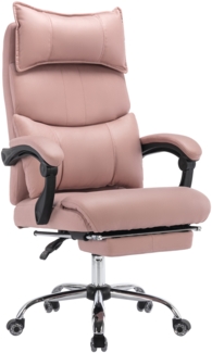 Ergonomischer Bürostuhl, höhenverstellbarer Drehstuhl mit doppelt verstellbarer Lendenwirbelstütze, PU Leder, Pink