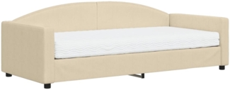 vidaXL Tagesbett mit Matratze Creme 90x200 cm Stoff 3197174