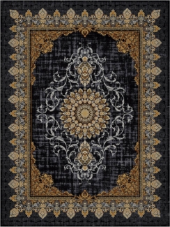 Morgenland Orientalischer Webteppich - Saffron Sensations - rechteckig - 350x250 - Dunkelblau