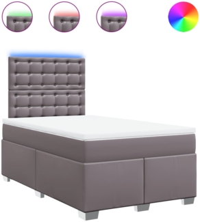 vidaXL Boxspringbett mit Matratze Grau 120x190 cm Kunstleder 3293014