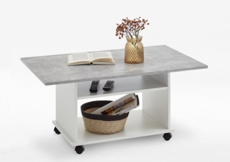 PREISBRECHER Couchtisch AZUR, in weiß-Beton LA - 100x44x60cm (BxHxT)