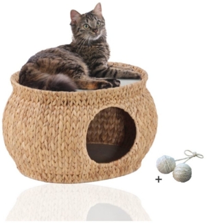 Rohrschneider Tierhöhle Katzenhöhle aus Wasserhyazinthe Katzenkorb geschütztes Katzenbett