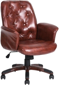 Bürostuhl Chefsessel Vintage Glossy PU Kunstleder Metall Rollen Braun