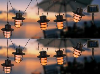 2er Set Solarbetriebene LED Outdoor Lichterketten mit 10 Laternen, 4,8 Meter