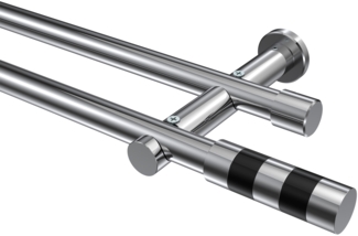 Gardinenstangen-Set Platon Mavell 100 cm, 2-läufig (ohne Ringe), 20 mm Ø Chrom
