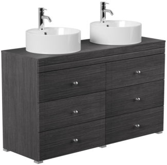 Stand Badmöbel Memoria Klassik anthrazit gemasert mit Aufsatzwaschbecken : Anthrazit gemasert